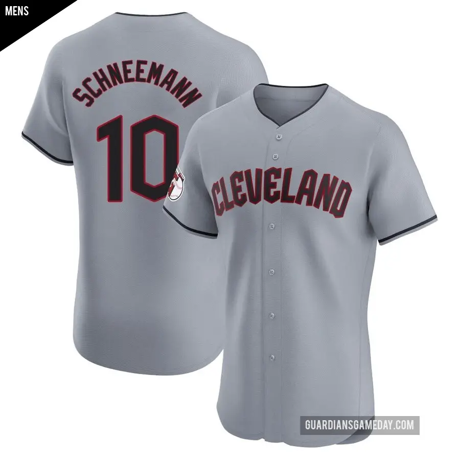 Men's Cleveland Guardians ＃10 Daniel Schneemann Elite Gray Road Jersey