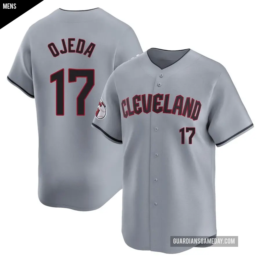 Men's Cleveland Guardians ＃17 Bob Ojeda Limited Gray Road Jersey