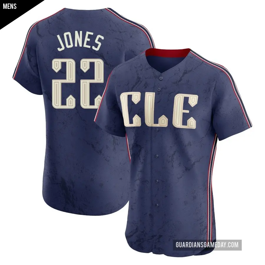 Men's Cleveland Guardians ＃22 Nolan Jones Elite Navy 2024 City Connect Jersey