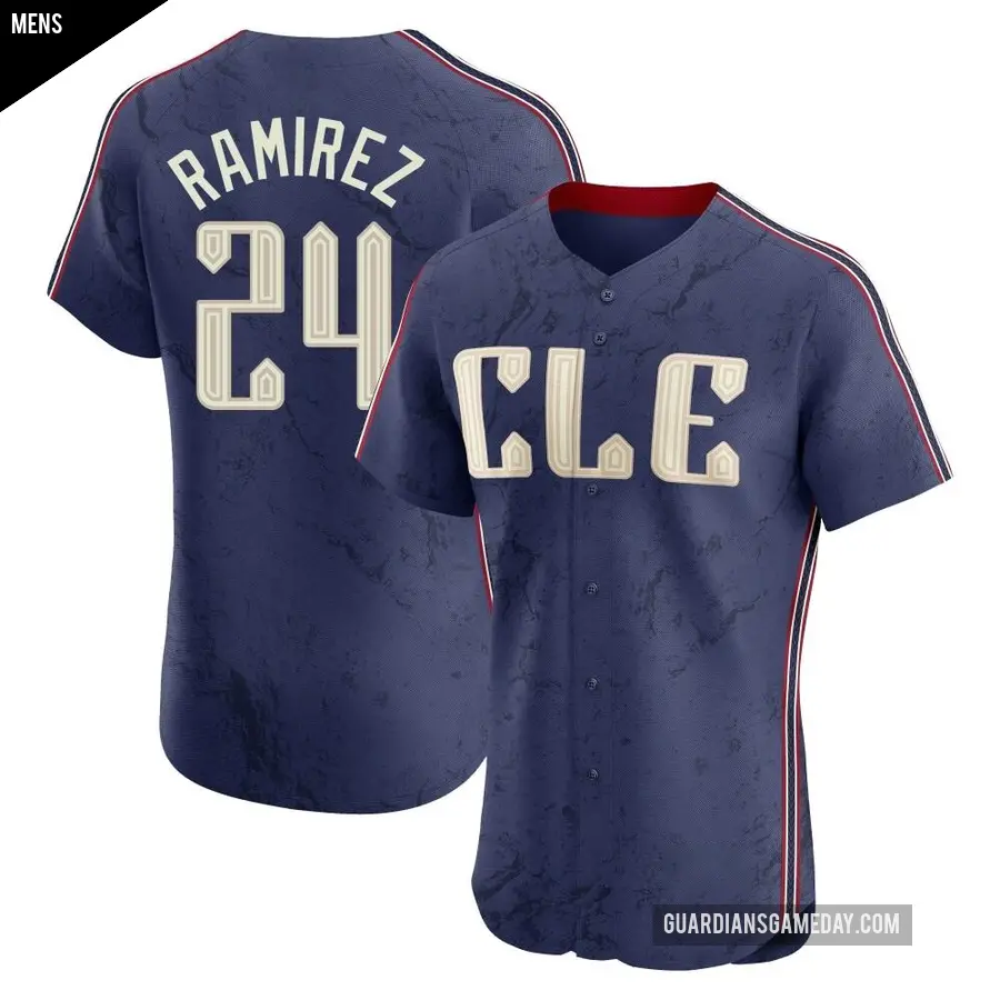 Men's Cleveland Guardians ＃24 Manny Ramirez Elite Navy 2024 City Connect Jersey