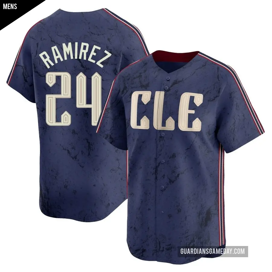 Men's Cleveland Guardians ＃24 Manny Ramirez Limited Navy 2024 City Connect Jersey