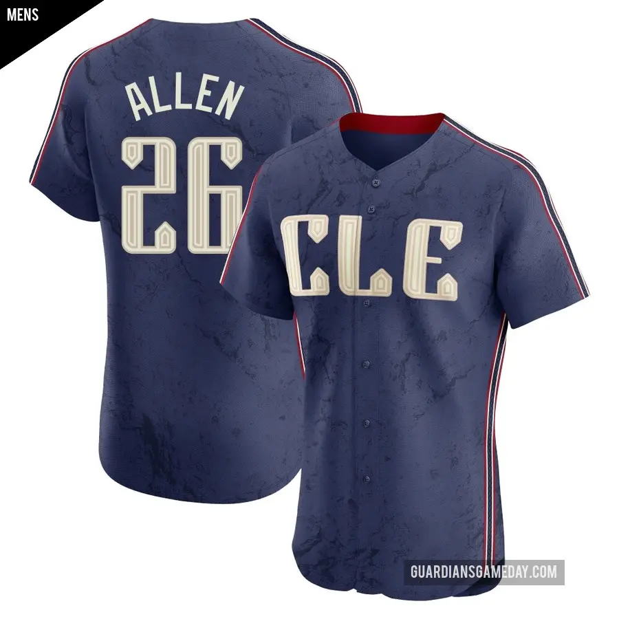 Men's Cleveland Guardians ＃26 Logan Allen Elite Navy 2024 City Connect Jersey