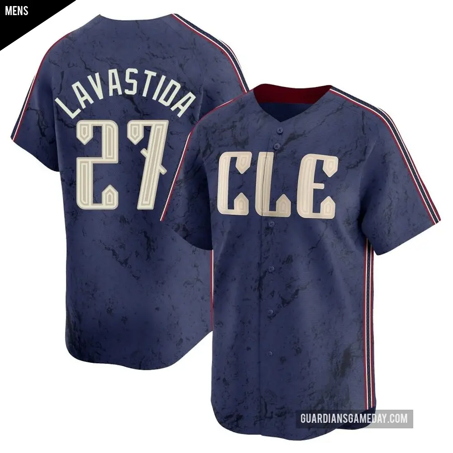 Men's Cleveland Guardians ＃27 Bryan Lavastida Limited Navy 2024 City Connect Jersey