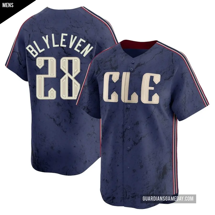 Men's Cleveland Guardians ＃28 Bert Blyleven Limited Navy 2024 City Connect Jersey
