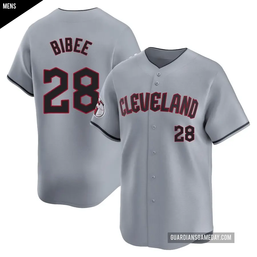 Men's Cleveland Guardians ＃28 Tanner Bibee Limited Gray Road Jersey