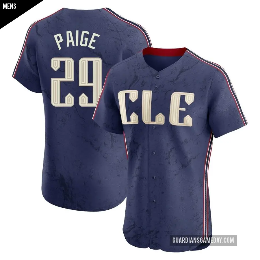 Men's Cleveland Guardians ＃29 Satchel Paige Elite Navy 2024 City Connect Jersey