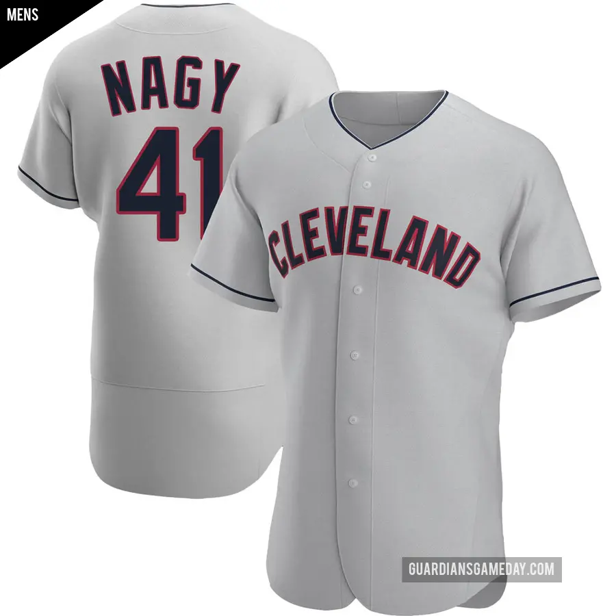 Men's Cleveland Guardians ＃41 Charles Nagy Authentic Gray Road Jersey