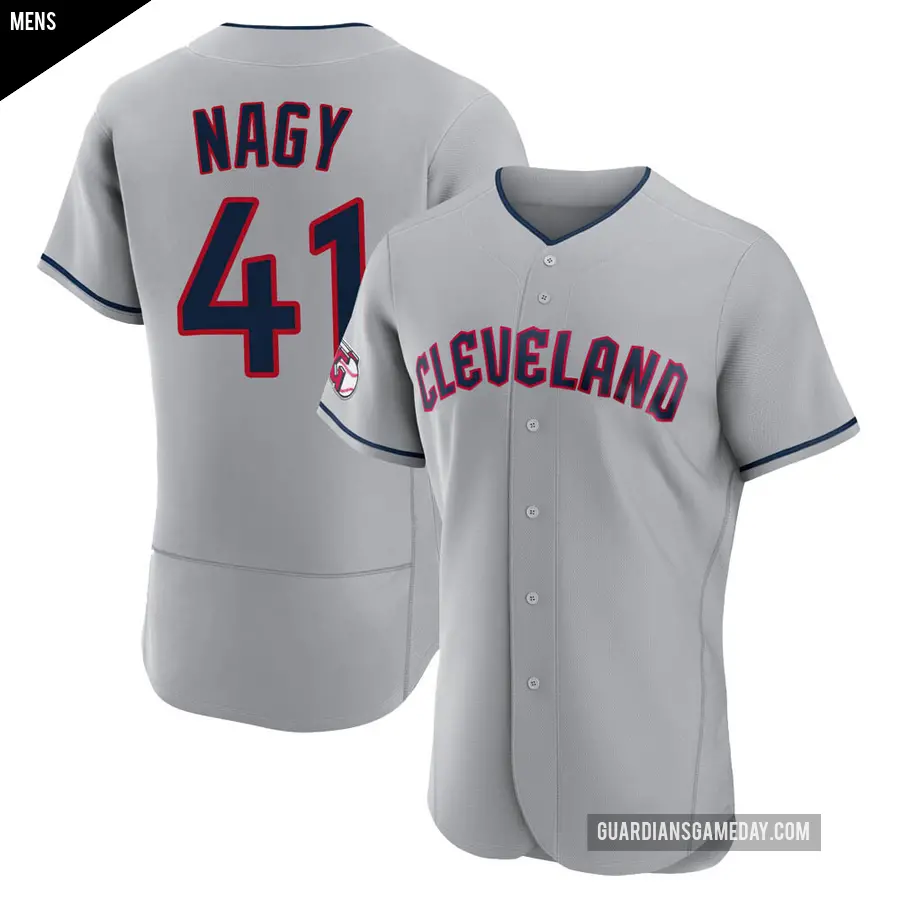 Men's Cleveland Guardians ＃41 Charles Nagy Authentic Gray Road Jersey