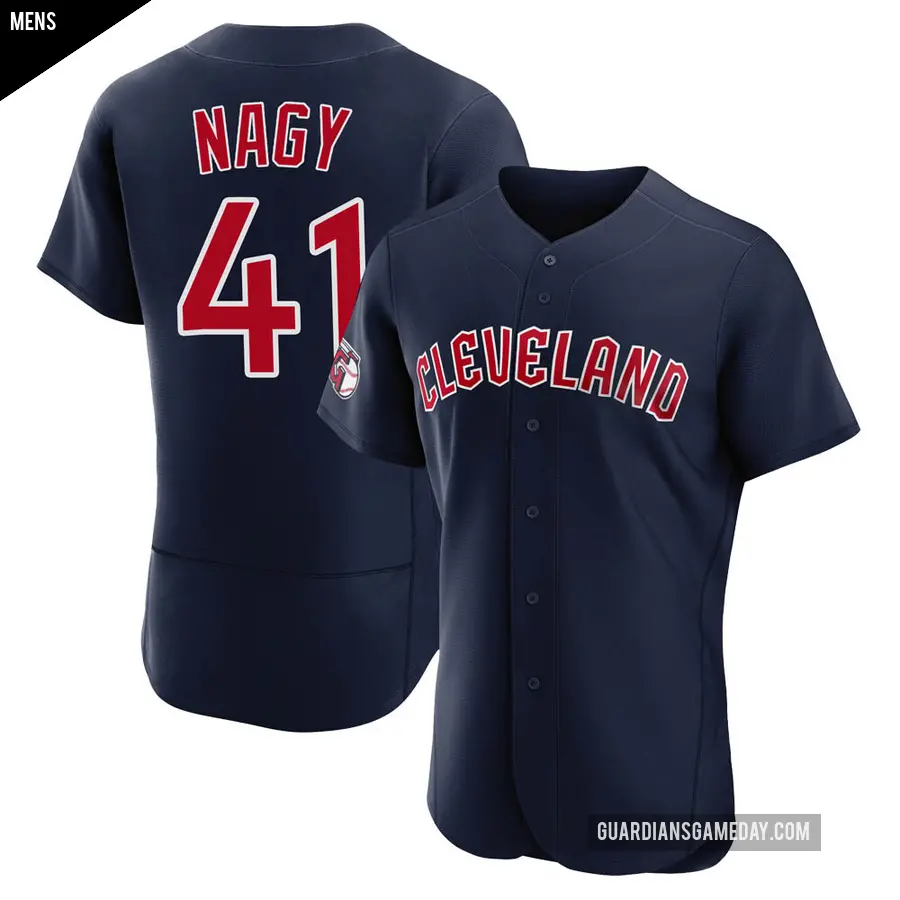 Men's Cleveland Guardians ＃41 Charles Nagy Authentic Navy Alternate Jersey