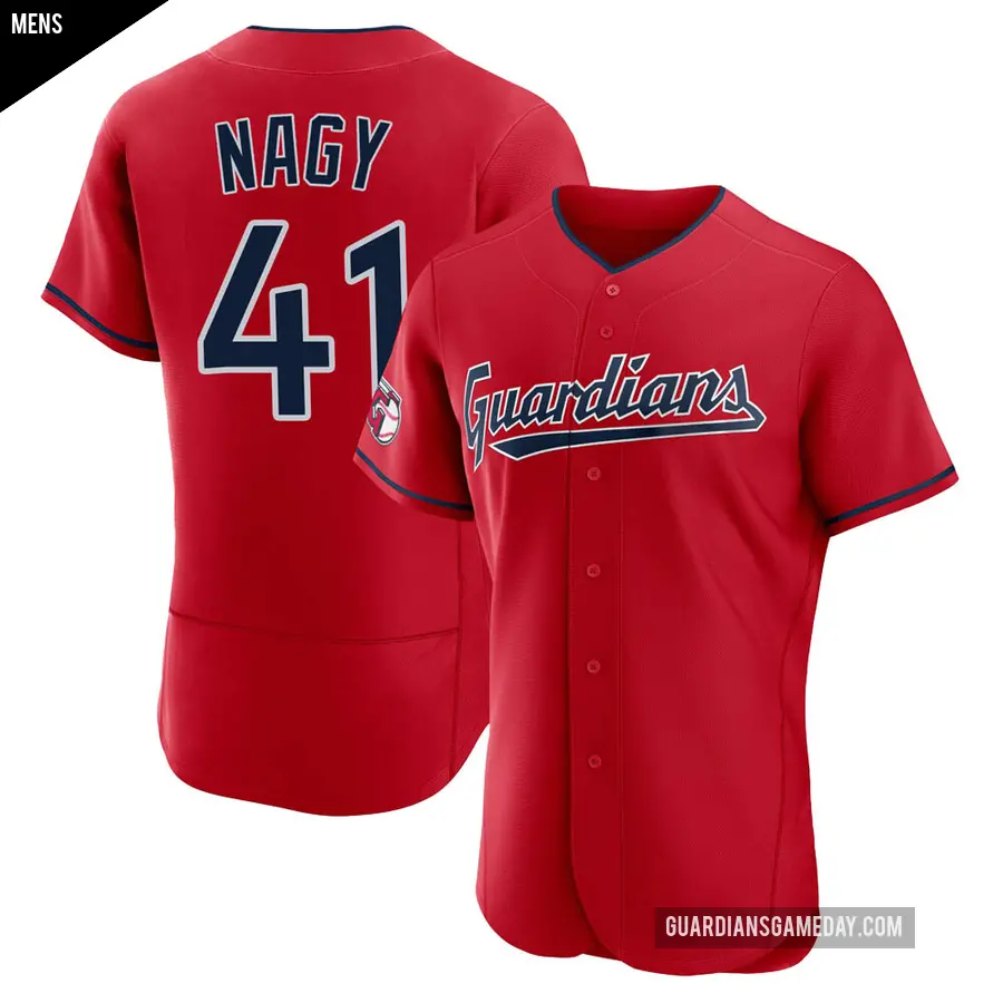 Men's Cleveland Guardians ＃41 Charles Nagy Authentic Red Alternate Jersey