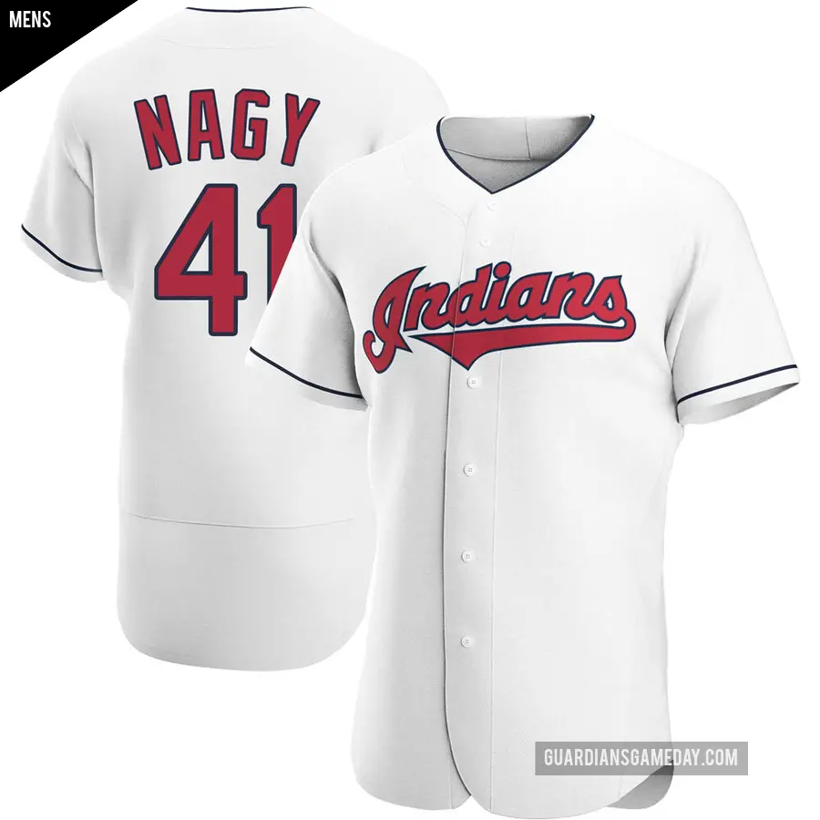 Men's Cleveland Guardians ＃41 Charles Nagy Authentic White Home Jersey