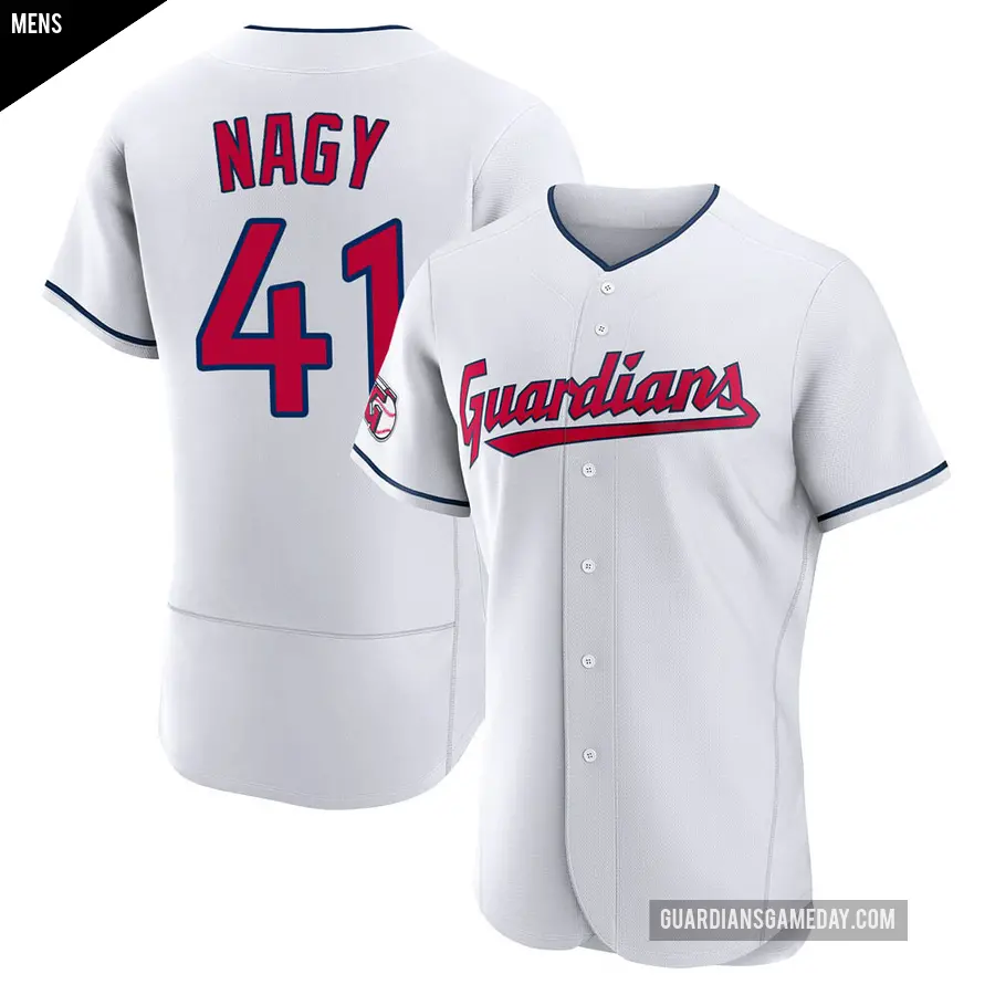 Men's Cleveland Guardians ＃41 Charles Nagy Authentic White Home Jersey