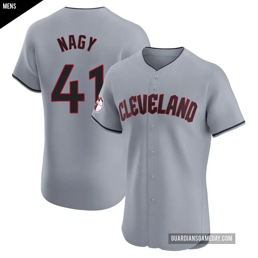 Men's Cleveland Guardians ＃41 Charles Nagy Elite Gray Road Jersey