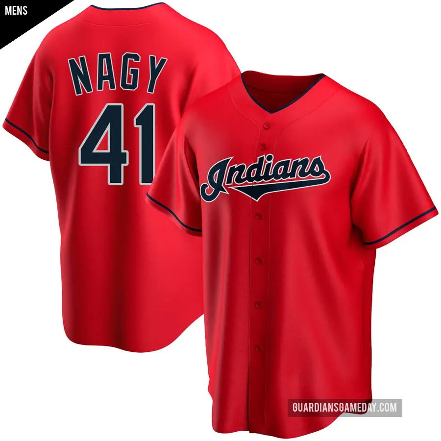 Men's Cleveland Guardians ＃41 Charles Nagy Replica Red Alternate Jersey