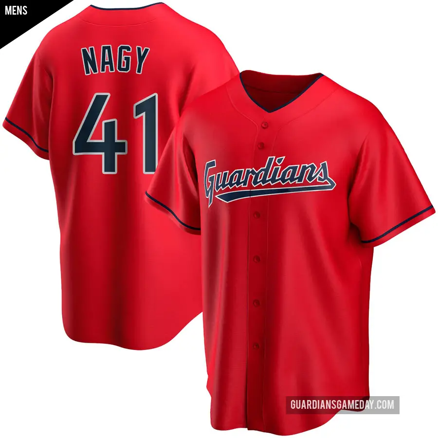 Men's Cleveland Guardians ＃41 Charles Nagy Replica Red Alternate Jersey