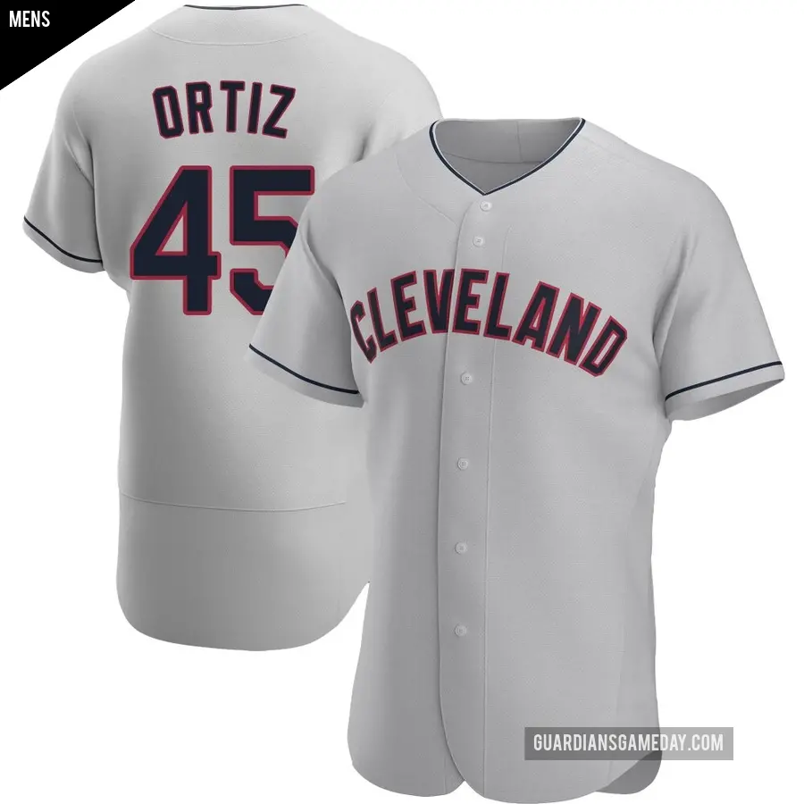 Men's Cleveland Guardians ＃45 Luis Ortiz Authentic Gray Road Jersey
