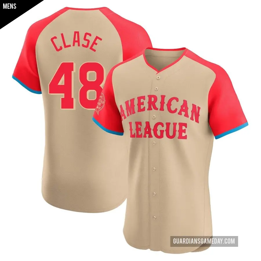 Men's Cleveland Guardians ＃48 Emmanuel Clase Elite Cream American League 2024 All-Star Game Jersey