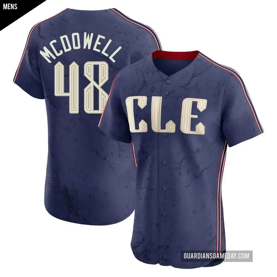 Men's Cleveland Guardians ＃48 Sam Mcdowell Elite Navy 2024 City Connect Jersey