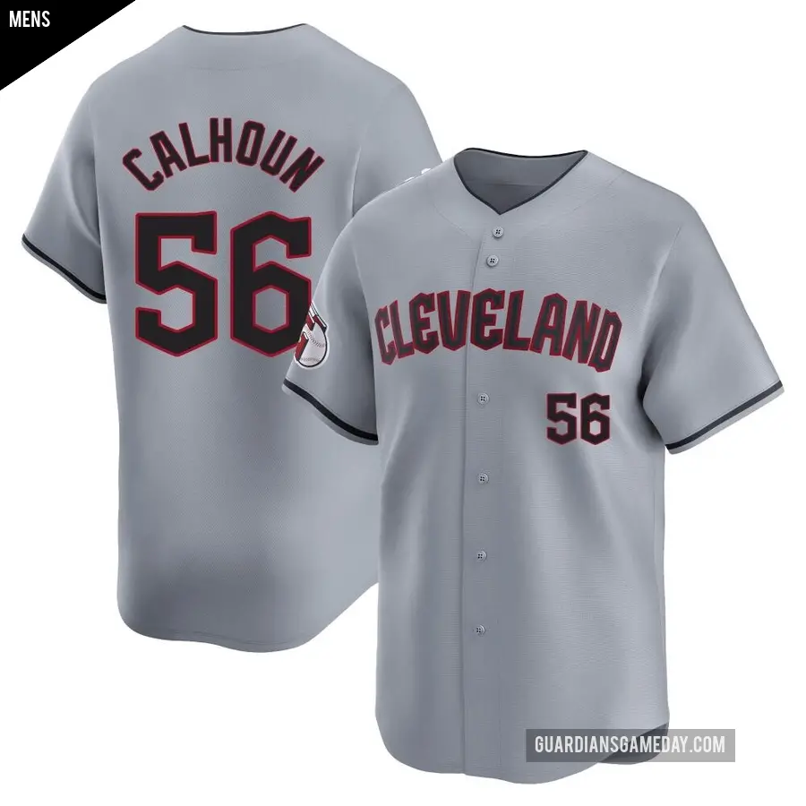 Men's Cleveland Guardians ＃56 Kole Calhoun Limited Gray Road Jersey