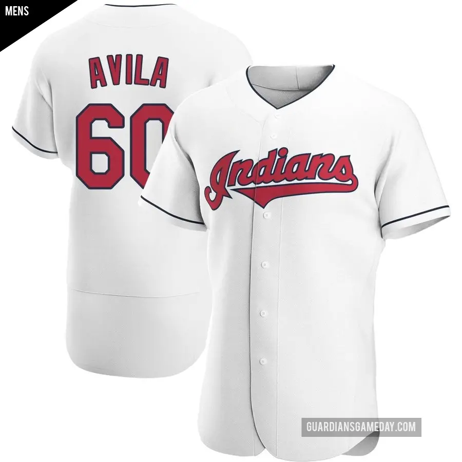 Men's Cleveland Guardians ＃60 Pedro Avila Authentic White Home Jersey