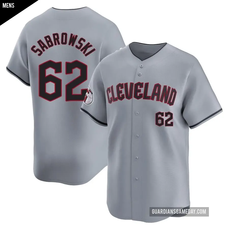 Men's Cleveland Guardians ＃62 Erik Sabrowski Limited Gray Road Jersey