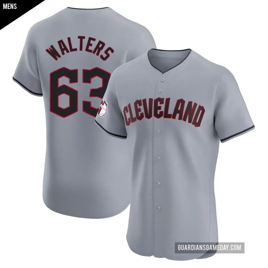 Men's Cleveland Guardians ＃63 Andrew Walters Elite Gray Road Jersey