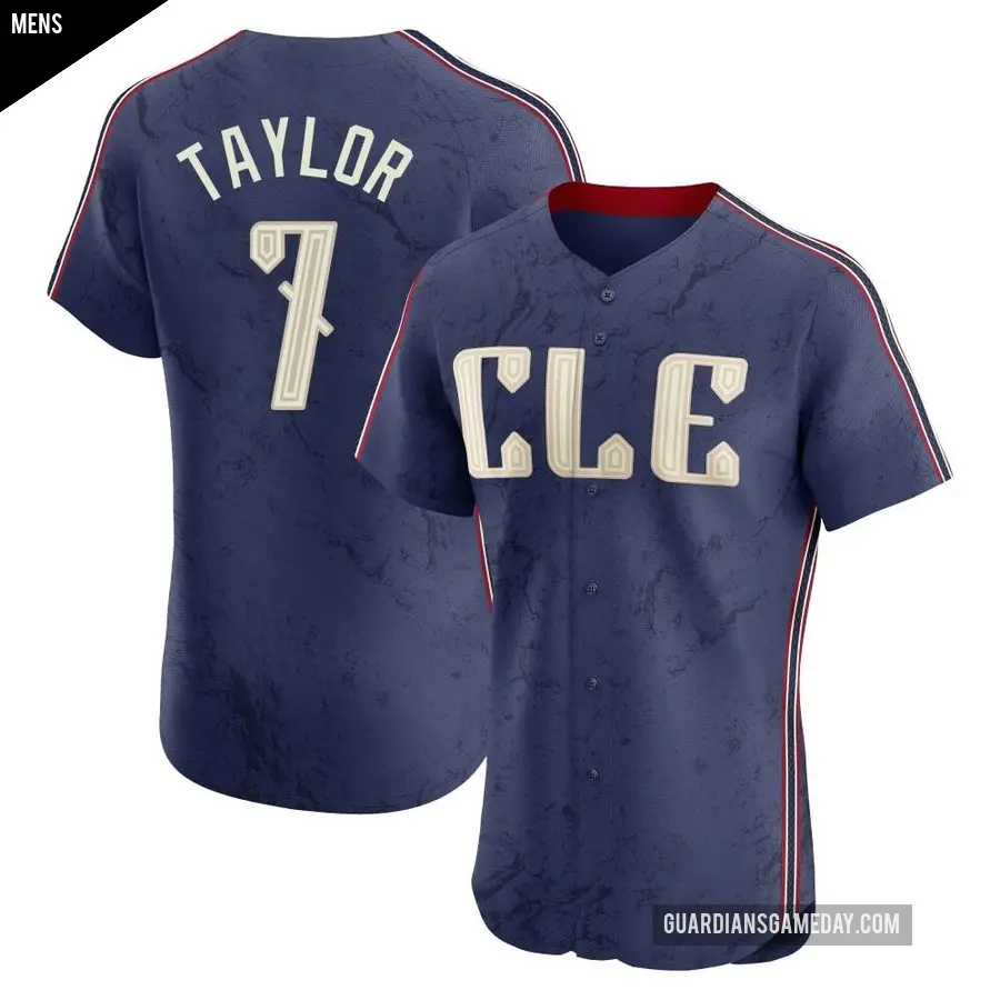 Men's Cleveland Guardians ＃7 Jake Taylor Elite Navy 2024 City Connect Jersey
