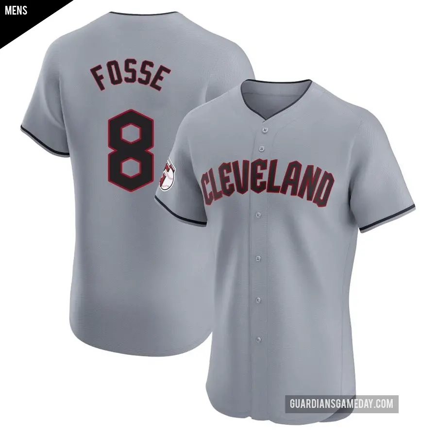 Men's Cleveland Guardians ＃8 Ray Fosse Elite Gray Road Jersey