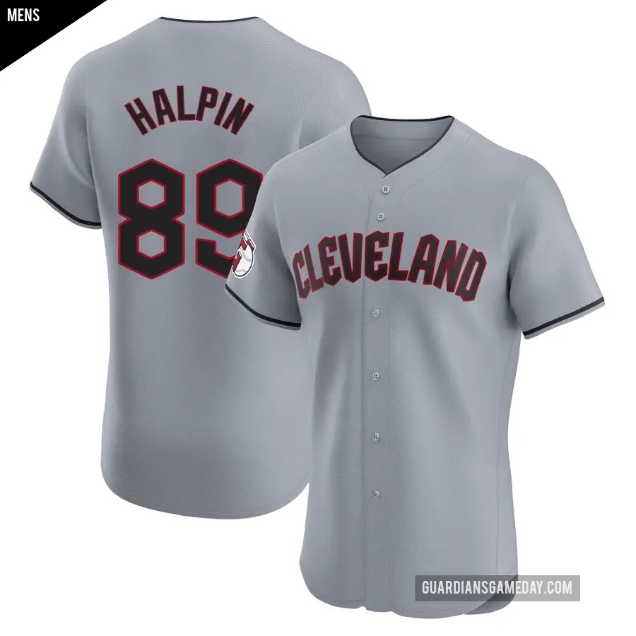 Men's Cleveland Guardians ＃89 Petey Halpin Elite Gray Road Jersey