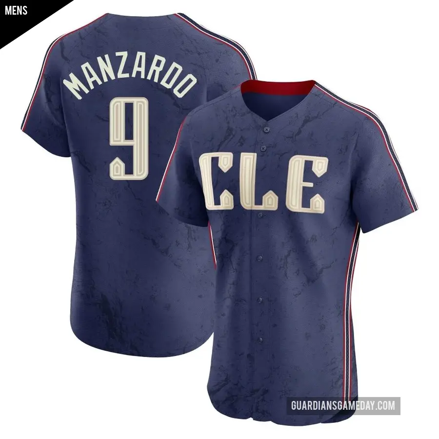 Men's Cleveland Guardians ＃9 Kyle Manzardo Elite Navy 2024 City Connect Jersey