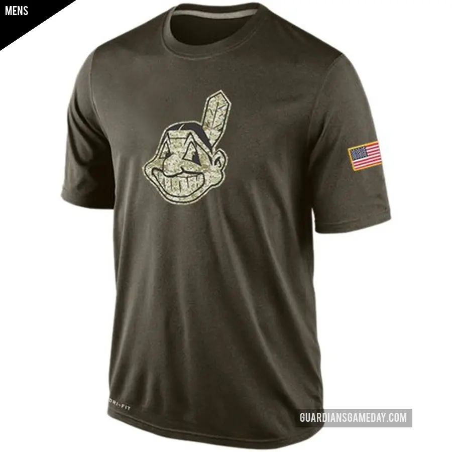 Men's Cleveland Guardians Olive Dri-Fit Salute To Service KO Performance T-Shirt