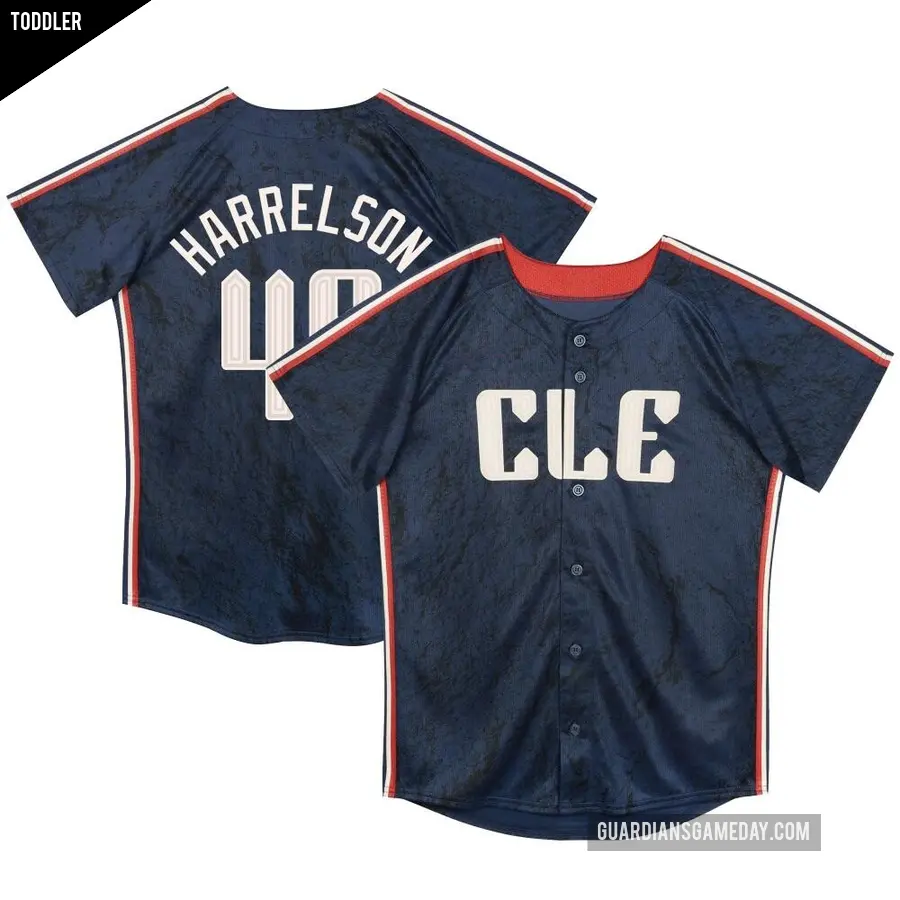 Toddler Cleveland Guardians ＃40 Ken Harrelson Limited Navy Preschool & 2024 City Connect Jersey