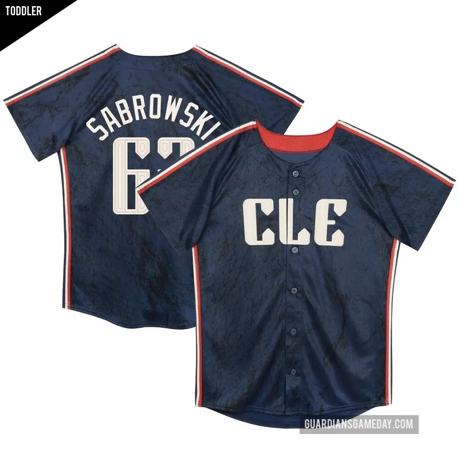 Toddler Cleveland Guardians ＃62 Erik Sabrowski Limited Navy Preschool & 2024 City Connect Jersey