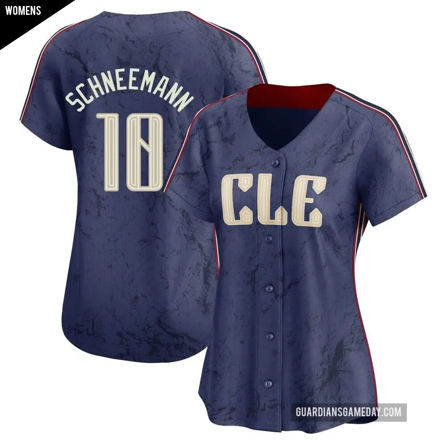Women's Cleveland Guardians ＃10 Daniel Schneemann Limited Navy 2024 City Connect Jersey