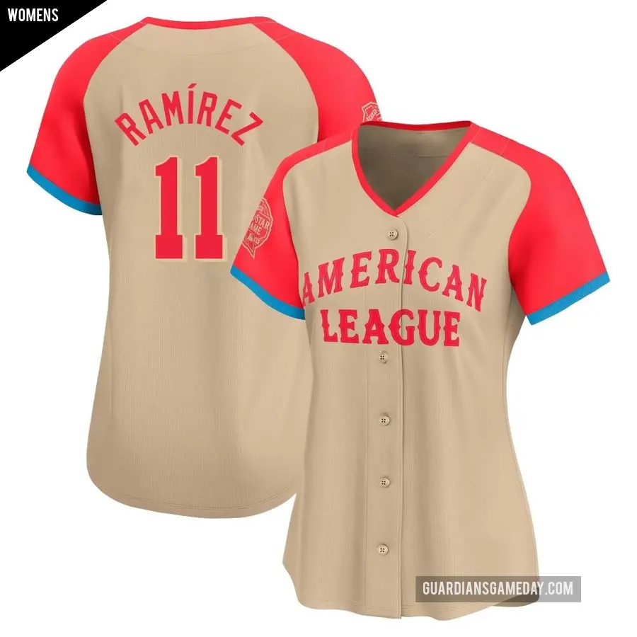 Women's Cleveland Guardians ＃11 Jose Ramirez Limited Cream American League 2024 All-Star Game Jersey