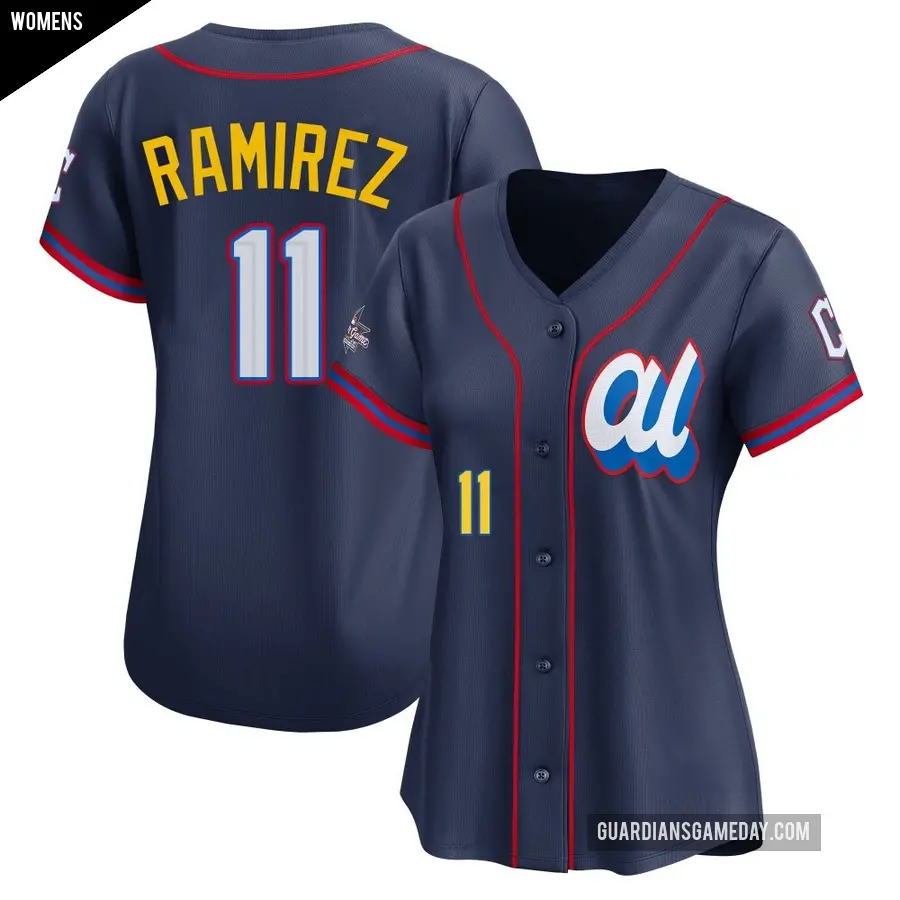 Women's Cleveland Guardians ＃11 Jose Ramirez Limited Navy American League 2025 All-Star Edition Jersey