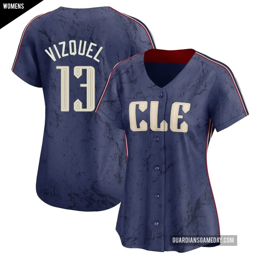 Women's Cleveland Guardians ＃13 Omar Vizquel Limited Navy 2024 City Connect Jersey