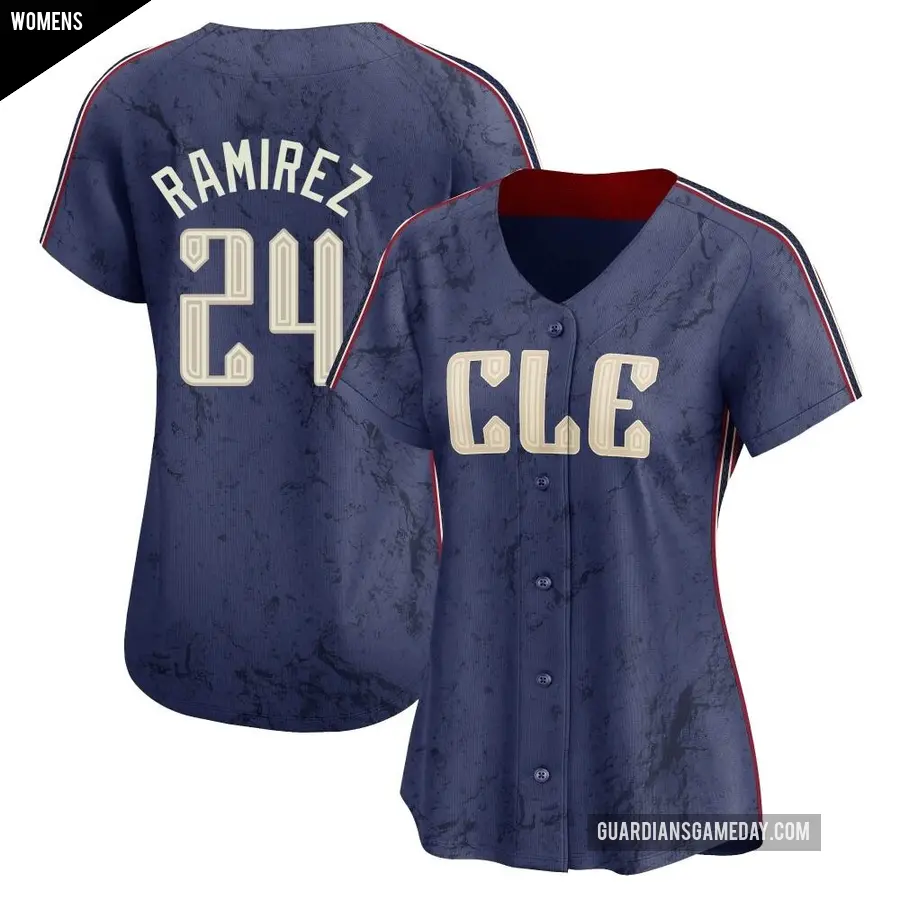 Women's Cleveland Guardians ＃24 Manny Ramirez Limited Navy 2024 City Connect Jersey