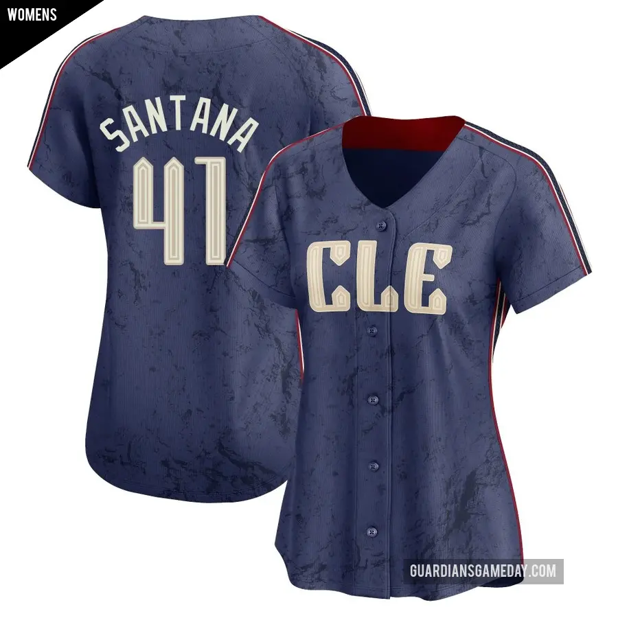 Women's Cleveland Guardians ＃41 Carlos Santana Limited Navy 2024 City Connect Jersey