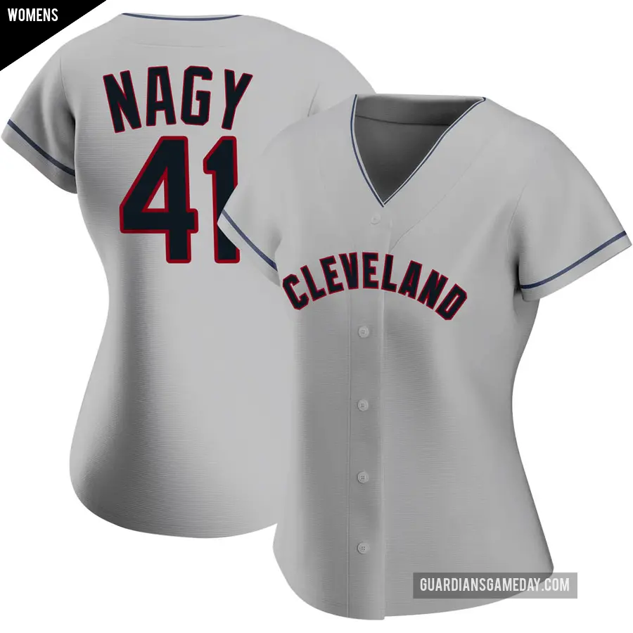 Women's Cleveland Guardians ＃41 Charles Nagy Authentic Gray Road Jersey