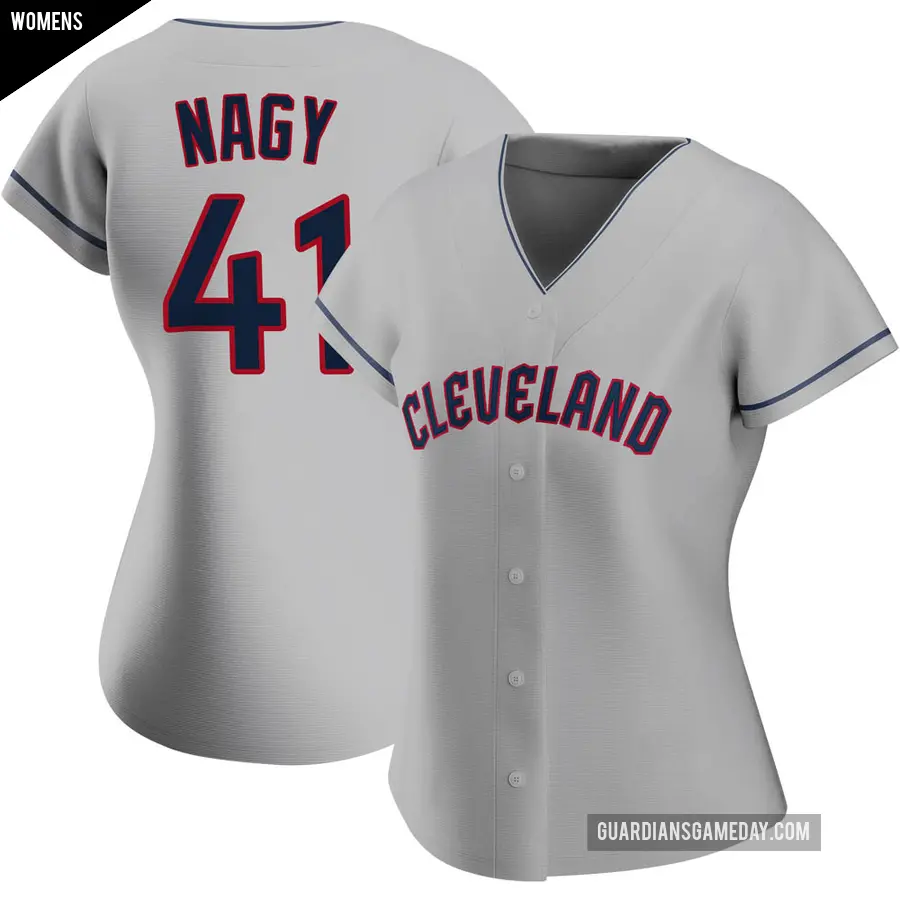 Women's Cleveland Guardians ＃41 Charles Nagy Authentic Gray Road Jersey