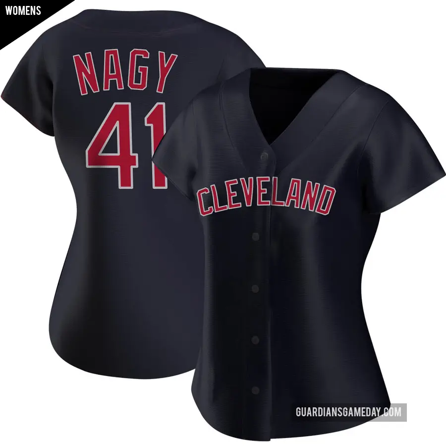Women's Cleveland Guardians ＃41 Charles Nagy Replica Navy Alternate Jersey
