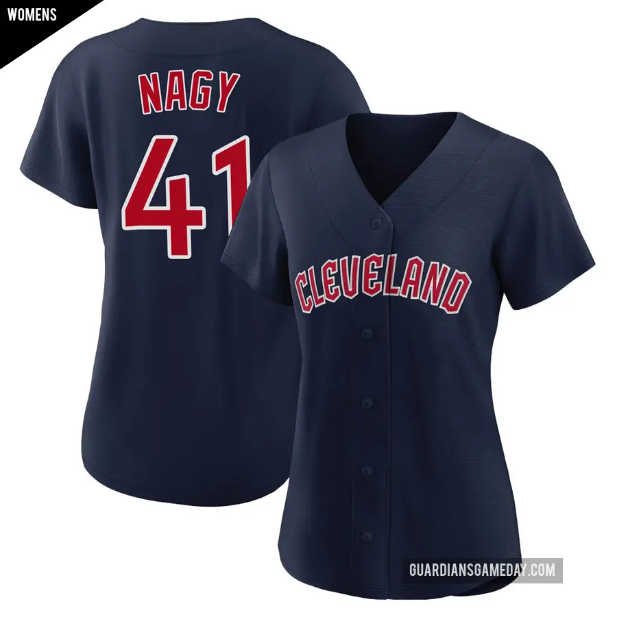 Women's Cleveland Guardians ＃41 Charles Nagy Replica Navy Alternate Jersey