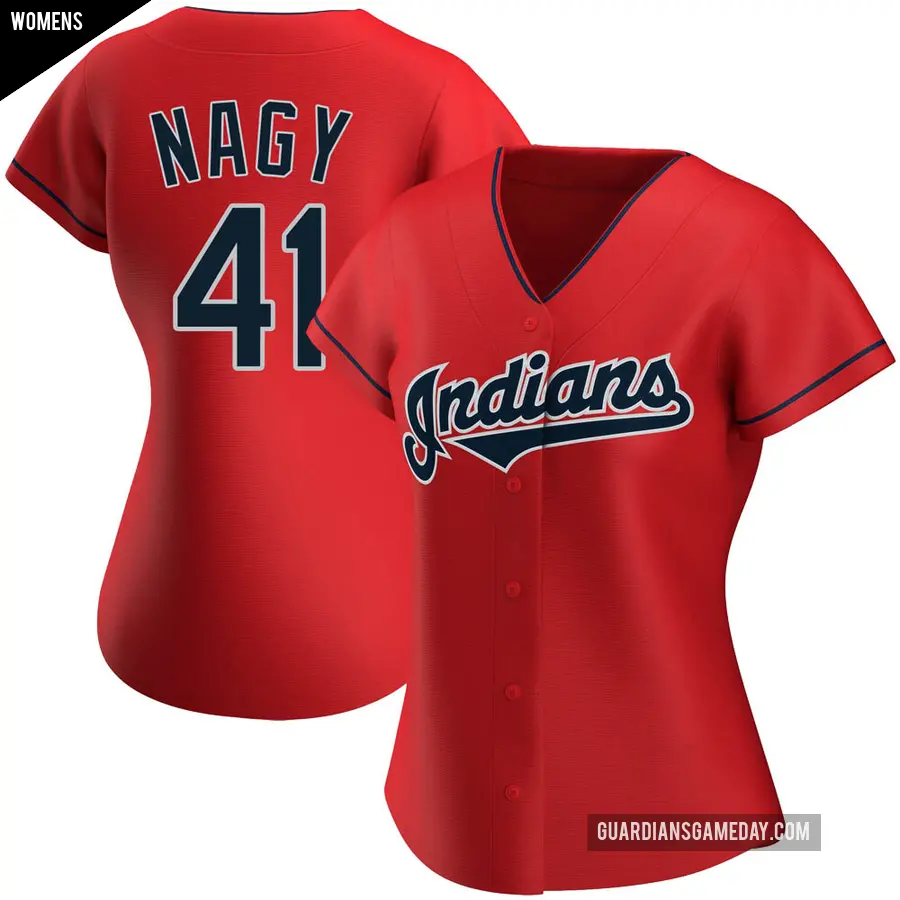 Women's Cleveland Guardians ＃41 Charles Nagy Replica Red Alternate Jersey