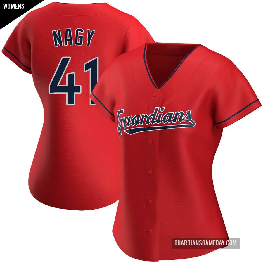 Women's Cleveland Guardians ＃41 Charles Nagy Replica Red Alternate Jersey
