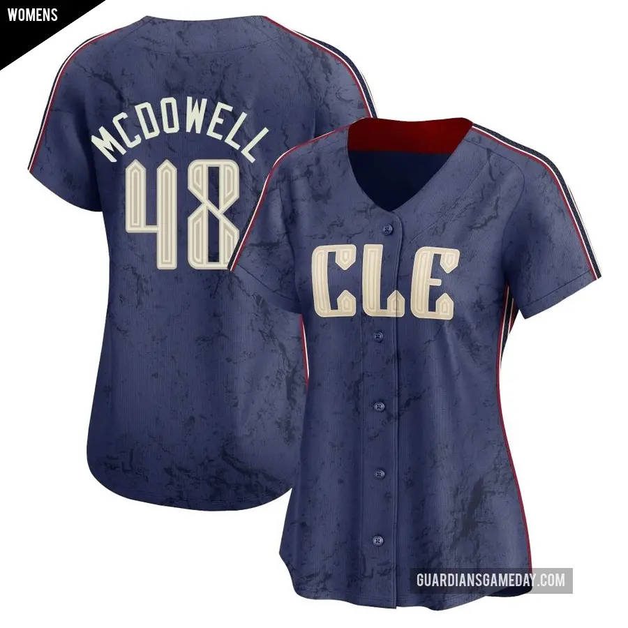 Women's Cleveland Guardians ＃48 Sam Mcdowell Limited Navy 2024 City Connect Jersey