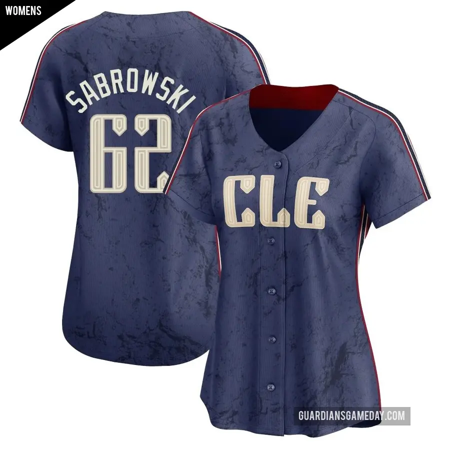 Women's Cleveland Guardians ＃62 Erik Sabrowski Limited Navy 2024 City Connect Jersey