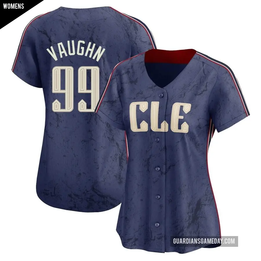Women's Cleveland Guardians ＃99 Ricky Vaughn Limited Navy 2024 City Connect Jersey