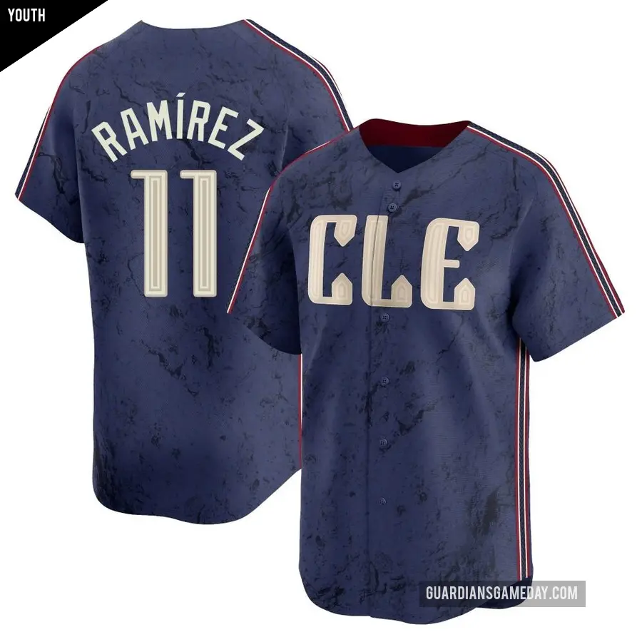 Youth Cleveland Guardians ＃11 Jose Ramirez Limited Navy 2024 City Connect Jersey
