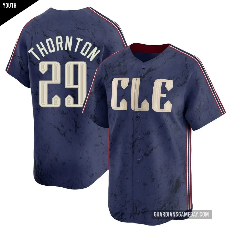 Youth Cleveland Guardians ＃29 Andre Thornton Limited Navy 2024 City Connect Jersey